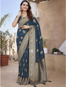 Women Butta Zari Jacquard Paithani Saree For Festive and Wedding Wear