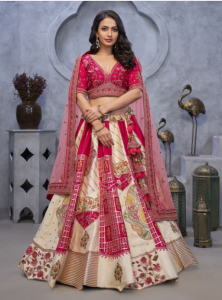 Embroidered Organza Semi-Stitched Lehenga & Unstitched Blouse With Dupatta