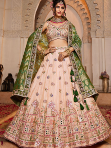 Embroidered Sequinned Semi-Stitched Lehenga & Unstitched Blouse With Dupatta